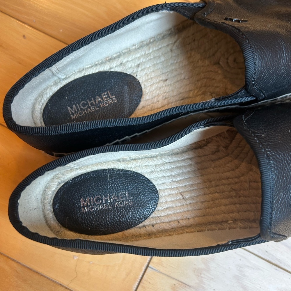 Michael Kors Black Womens Hastings Leather Espadrille Slip-On Loafer Shoes - Picture 8 of 14